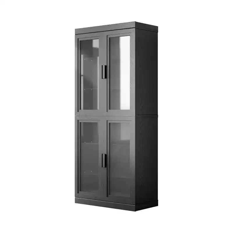 Meuble de rangement vitré. Le corps du meuble et la porte offrent un double espace de rangement. Le verre trempé de qualité alimentaire est résistant à l'humidité et aux rayures.