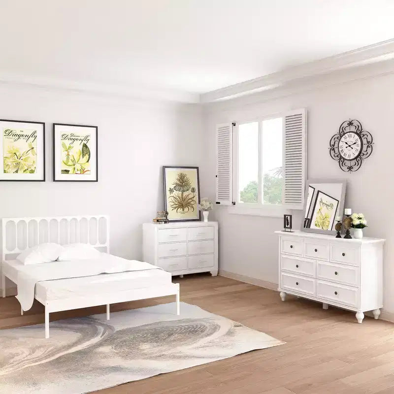 Commode 7 tiroirs, grande commode de rangement, commode, meuble de rangement en bois blanc, pieds en bois massif, convient pour chambre à coucher, salon, entrée