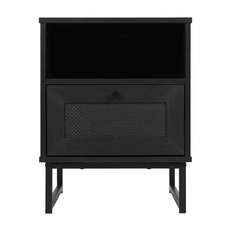 Table de Chevet/Table de Nuit en Bois de Style Mid-Century Moderne Merrick Lane avec Tiroir et Étagère