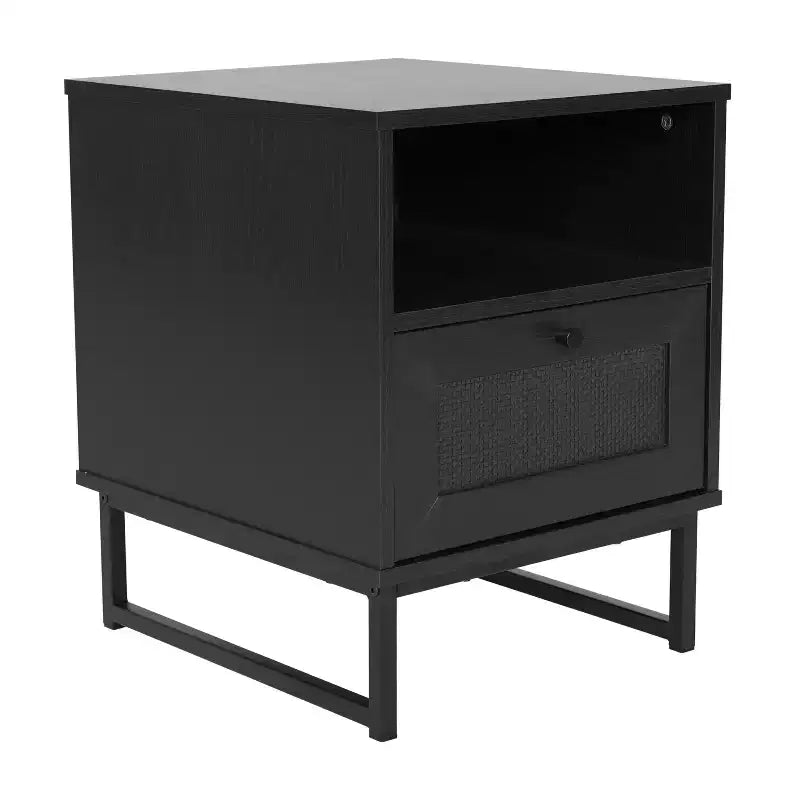 Table de Chevet/Table de Nuit en Bois de Style Mid-Century Moderne Merrick Lane avec Tiroir et Étagère