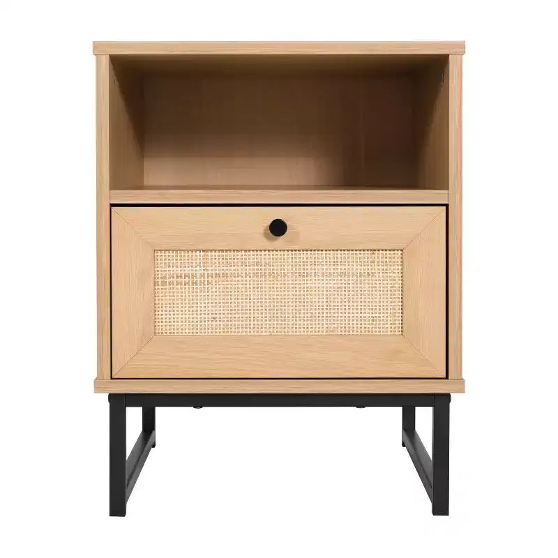 Table de Chevet/Table de Nuit en Bois de Style Mid-Century Moderne Merrick Lane avec Tiroir et Étagère