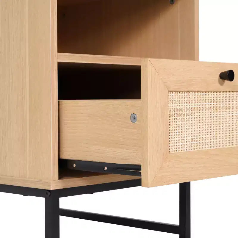 Table de Chevet/Table de Nuit en Bois de Style Mid-Century Moderne Merrick Lane avec Tiroir et Étagère