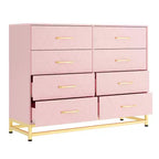 Commode à 8 tiroirs avec poignées métalliques, commode en bois moderne avec tiroirs profonds, dispositif anti-basculement, convient pour placard, salon, chambre à coucher