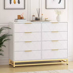 Commode à 8 tiroirs avec poignées métalliques, commode en bois moderne avec tiroirs profonds, dispositif anti-basculement, convient pour placard, salon, chambre à coucher