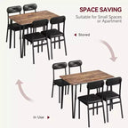 Ensemble de salle à manger pour 4 personnes, petite table de cuisine carrée et 4 chaises rembourrées, table en bois moderne de 5 pièces avec 4 chaises
