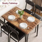 Ensemble de salle à manger pour 4 personnes, petite table de cuisine carrée et 4 chaises rembourrées, table en bois moderne de 5 pièces avec 4 chaises