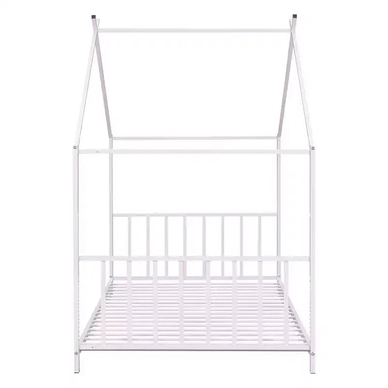 Lit plateforme en métal Whisen, taille double, en forme de maison