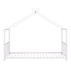 Lit plateforme en métal Whisen, taille double, en forme de maison