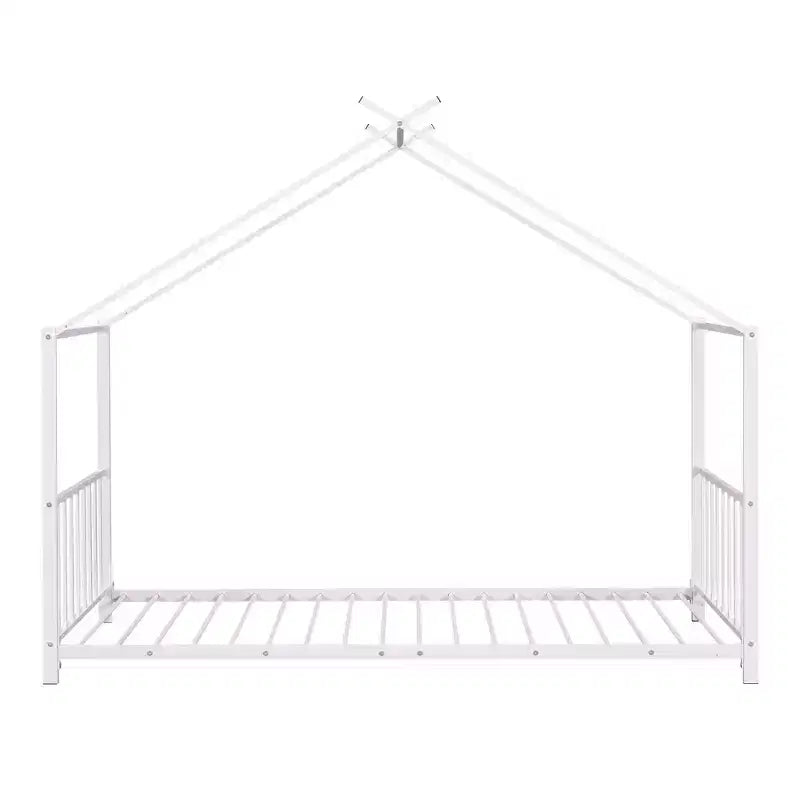 Lit plateforme en métal Whisen, taille double, en forme de maison