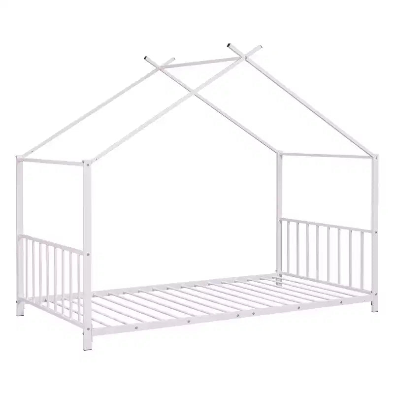 Lit plateforme en métal Whisen, taille double, en forme de maison