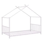 Lit plateforme en métal Whisen, taille double, en forme de maison