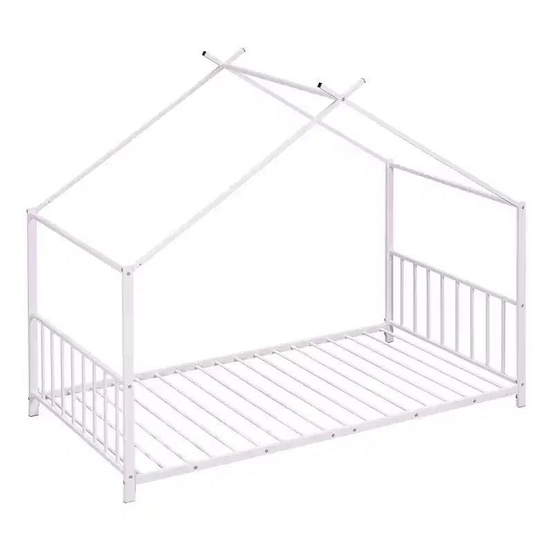 Lit plateforme en métal Whisen, taille double, en forme de maison