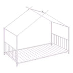 Lit plateforme en métal Whisen, taille double, en forme de maison