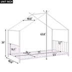 Lit plateforme en métal Whisen, taille double, en forme de maison