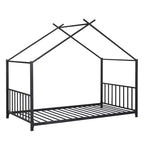 Lit plateforme en métal Whisen, taille double, en forme de maison