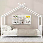 Lit plateforme en métal Whisen, taille double, en forme de maison