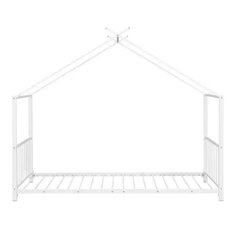 Lit plateforme en métal Whisen, taille double, en forme de maison