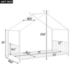Lit plateforme en métal Whisen, taille double, en forme de maison