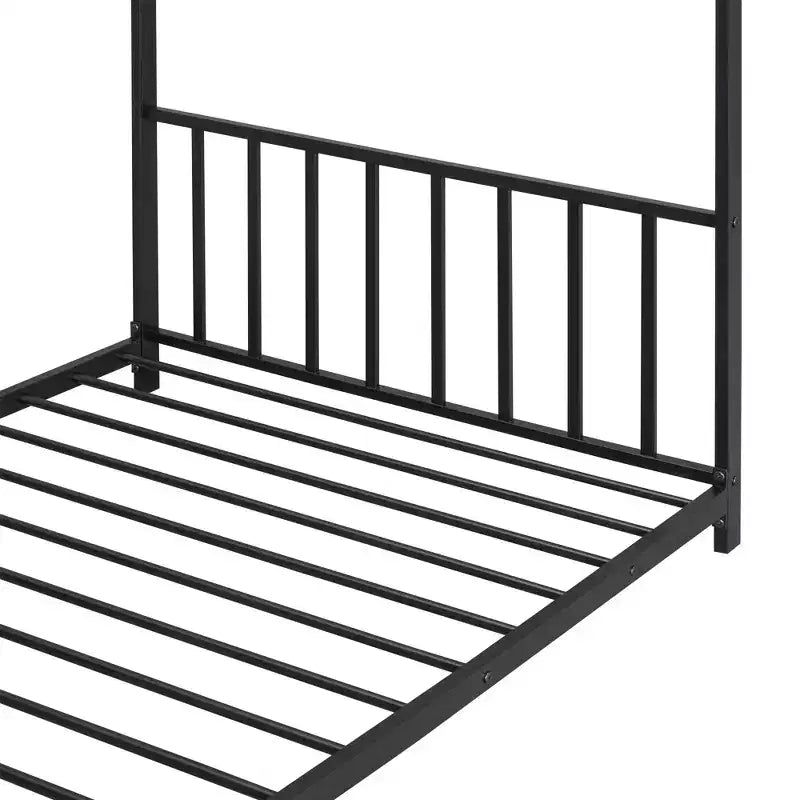 Lit plateforme en métal Whisen, taille double, en forme de maison