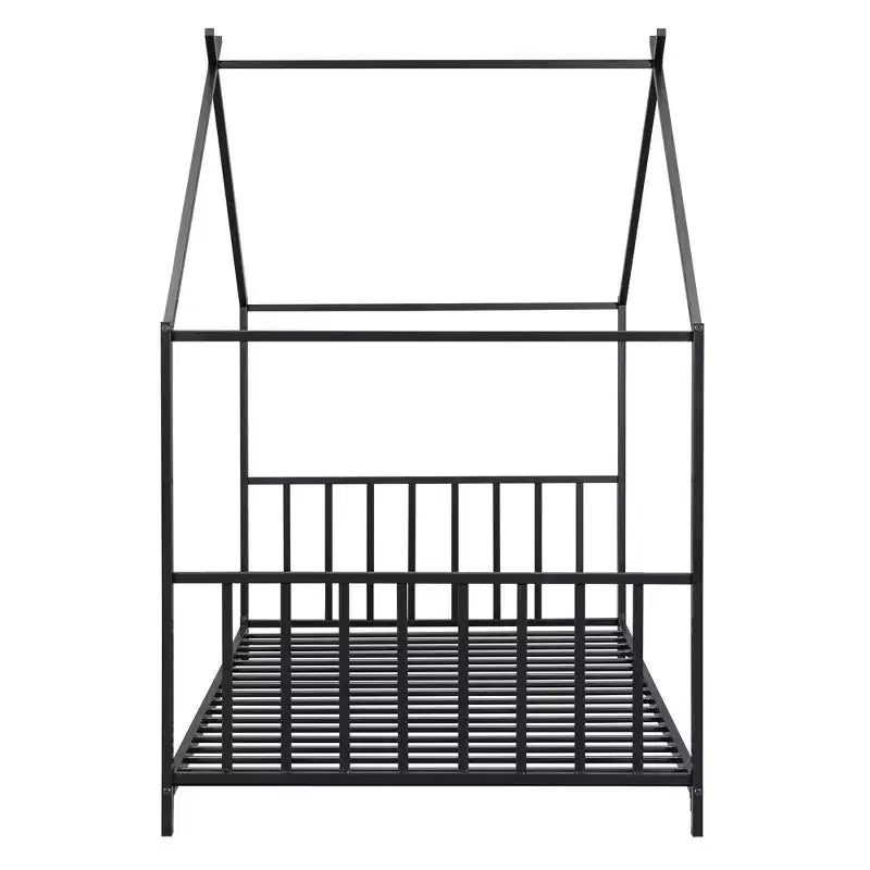 Lit plateforme en métal Whisen, taille double, en forme de maison