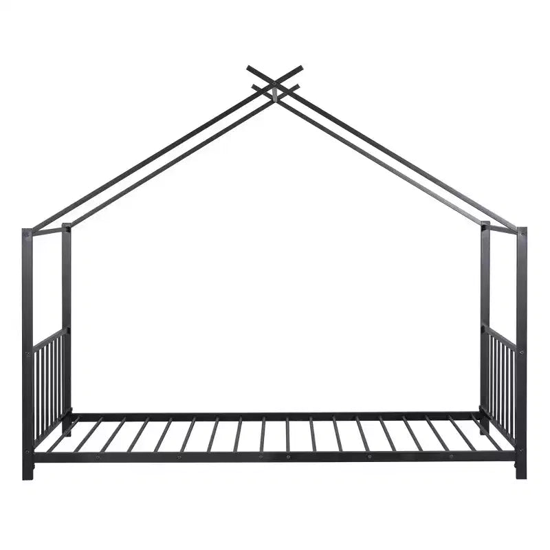 Lit plateforme en métal Whisen, taille double, en forme de maison