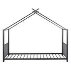 Lit plateforme en métal Whisen, taille double, en forme de maison