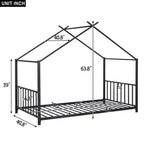Lit plateforme en métal Whisen, taille double, en forme de maison