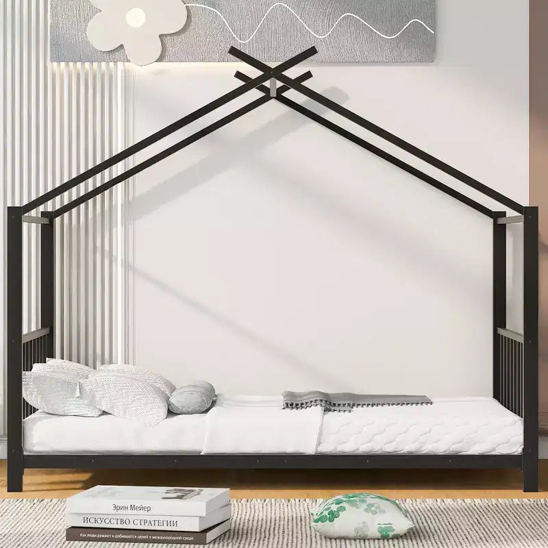 Whisen Twin Size Metal House Platform Bed