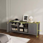 Meuble TV pour centre de divertissement de 65 pouces avec placards, étagères ouvertes, table de console multimédia