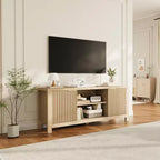 Meuble TV pour centre de divertissement de 65 pouces avec placards, étagères ouvertes, table de console multimédia