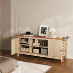 Meuble TV pour centre de divertissement de 65 pouces avec placards, étagères ouvertes, table de console multimédia