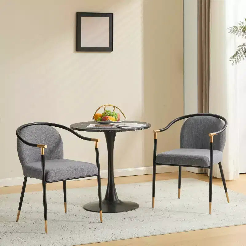 Chaise de salle à manger moderne Christopher Knight Home Hugo en métal rembourrée avec dossier incurvé (lot de 2)