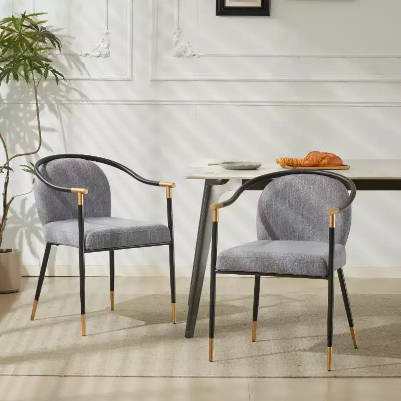 Christopher Knight Home Hugo Modern Metal Upholstered Dining Chair with Curved Back (Set of 2)