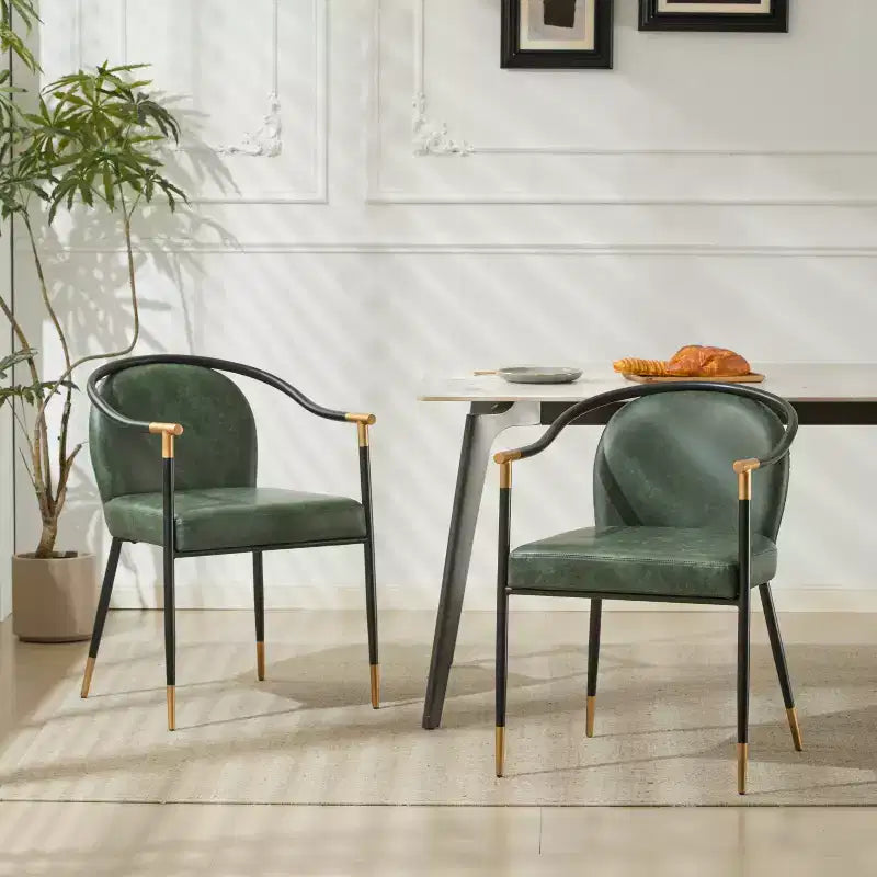 Chaise de salle à manger moderne Christopher Knight Home Hugo en métal rembourrée avec dossier incurvé (lot de 2)