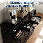Meuble Buffet avec Étagères Réglables, 4 Portes, 3 Tiroirs, Meuble de Rangement de Cuisine