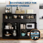 Meuble Buffet avec Étagères Réglables, 4 Portes, 3 Tiroirs, Meuble de Rangement de Cuisine