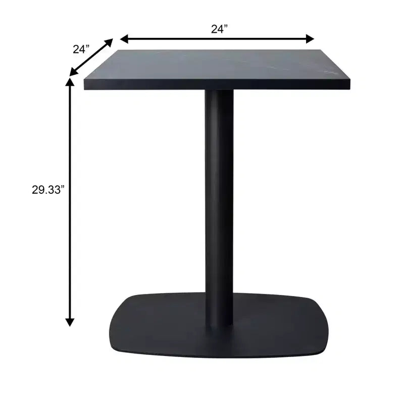 Table à manger carrée Leisuremod Vail de 24 pouces avec plateau en MDF et base carrée en acier pour la cuisine, la salle à manger et le pub