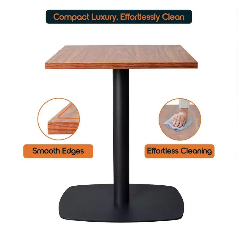 Table à manger carrée Leisuremod Vail de 24 pouces avec plateau en MDF et base carrée en acier pour la cuisine, la salle à manger et le pub