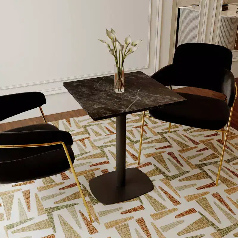 Table à manger carrée Leisuremod Vail de 24 pouces avec plateau en MDF et base carrée en acier pour la cuisine, la salle à manger et le pub