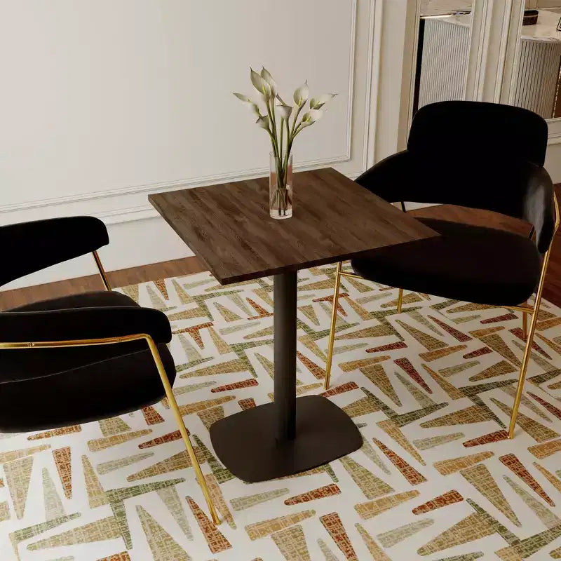 Table à manger carrée Leisuremod Vail de 24 pouces avec plateau en MDF et base carrée en acier pour la cuisine, la salle à manger et le pub