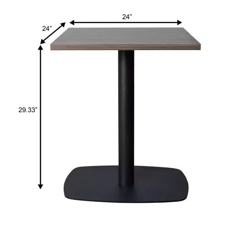 Table à manger carrée Leisuremod Vail de 24 pouces avec plateau en MDF et base carrée en acier pour la cuisine, la salle à manger et le pub