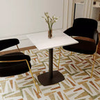 Table à manger carrée Leisuremod Vail de 24 pouces avec plateau en MDF et base carrée en acier pour la cuisine, la salle à manger et le pub