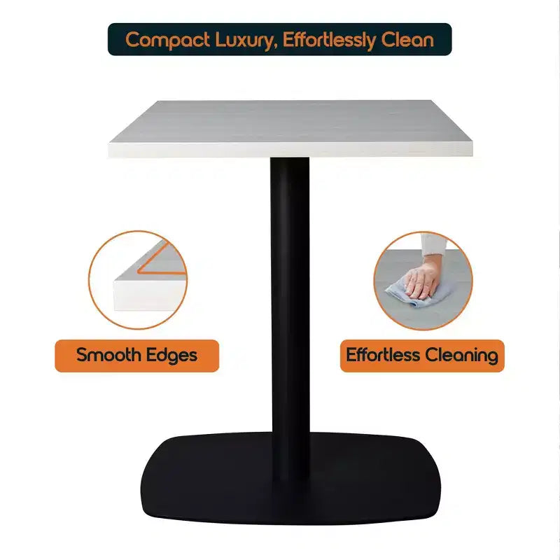 Table à manger carrée Leisuremod Vail de 24 pouces avec plateau en MDF et base carrée en acier pour la cuisine, la salle à manger et le pub