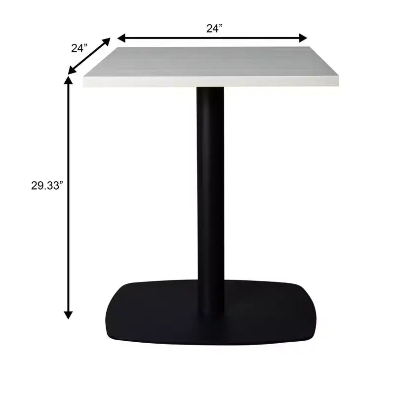 Table à manger carrée Leisuremod Vail de 24 pouces avec plateau en MDF et base carrée en acier pour la cuisine, la salle à manger et le pub