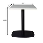 Table à manger carrée Leisuremod Vail de 24 pouces avec plateau en MDF et base carrée en acier pour la cuisine, la salle à manger et le pub