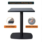 Table à manger carrée Leisuremod Vail de 24 pouces avec plateau en MDF et base carrée en acier pour la cuisine, la salle à manger et le pub