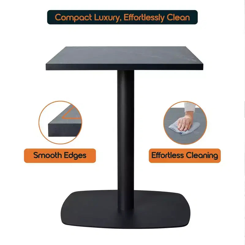 Table à manger carrée Leisuremod Vail de 24 pouces avec plateau en MDF et base carrée en acier pour la cuisine, la salle à manger et le pub