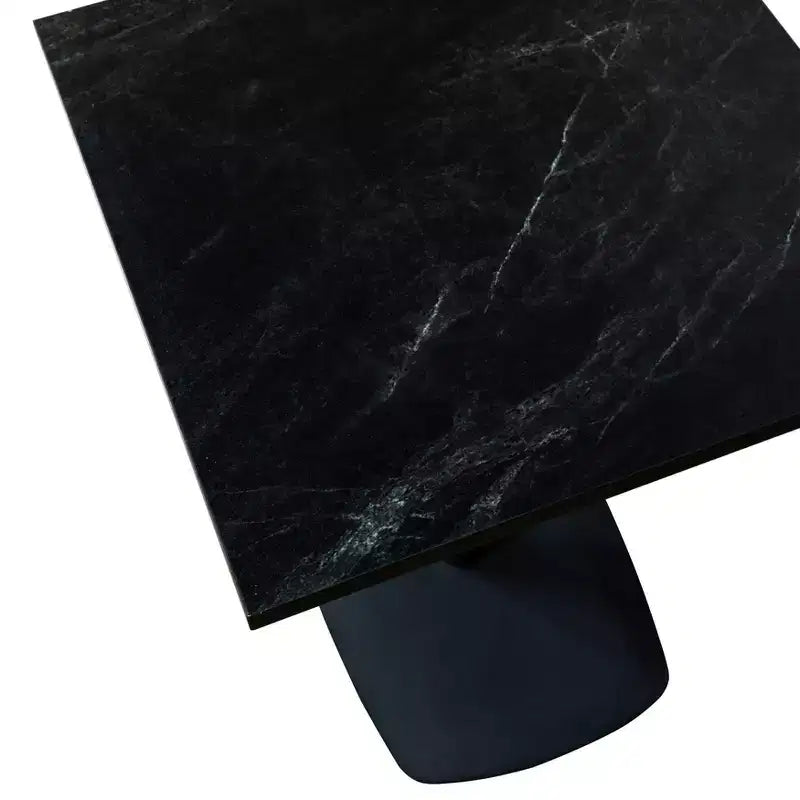 Table à manger carrée Leisuremod Vail de 24 pouces avec plateau en MDF et base carrée en acier pour la cuisine, la salle à manger et le pub