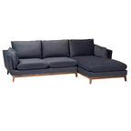 Canapé d'angle moderne Linanas Baxton Studio en tissu gris foncé avec méridienne à droite