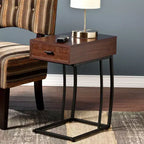 Table d'appoint Porten avec prises et ports USB - Marron - SEI